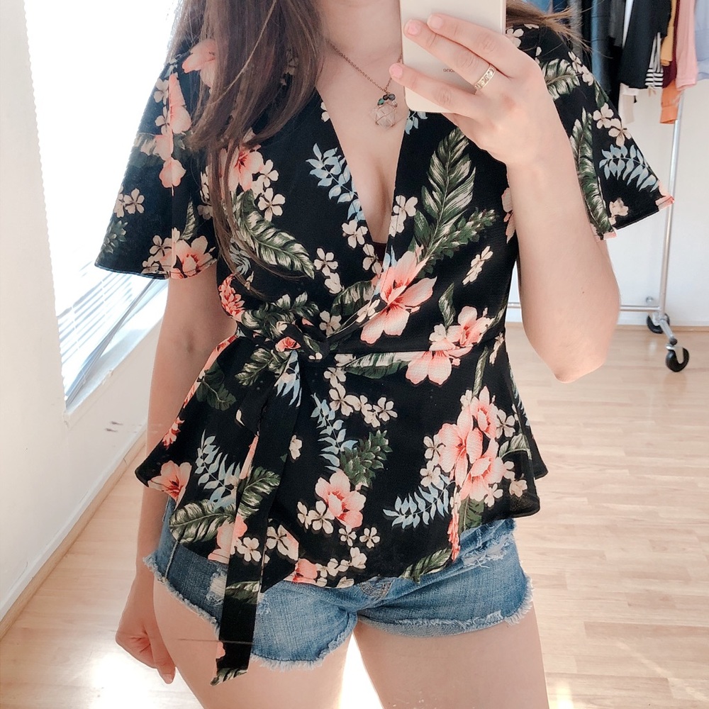 Floral Wrap Top